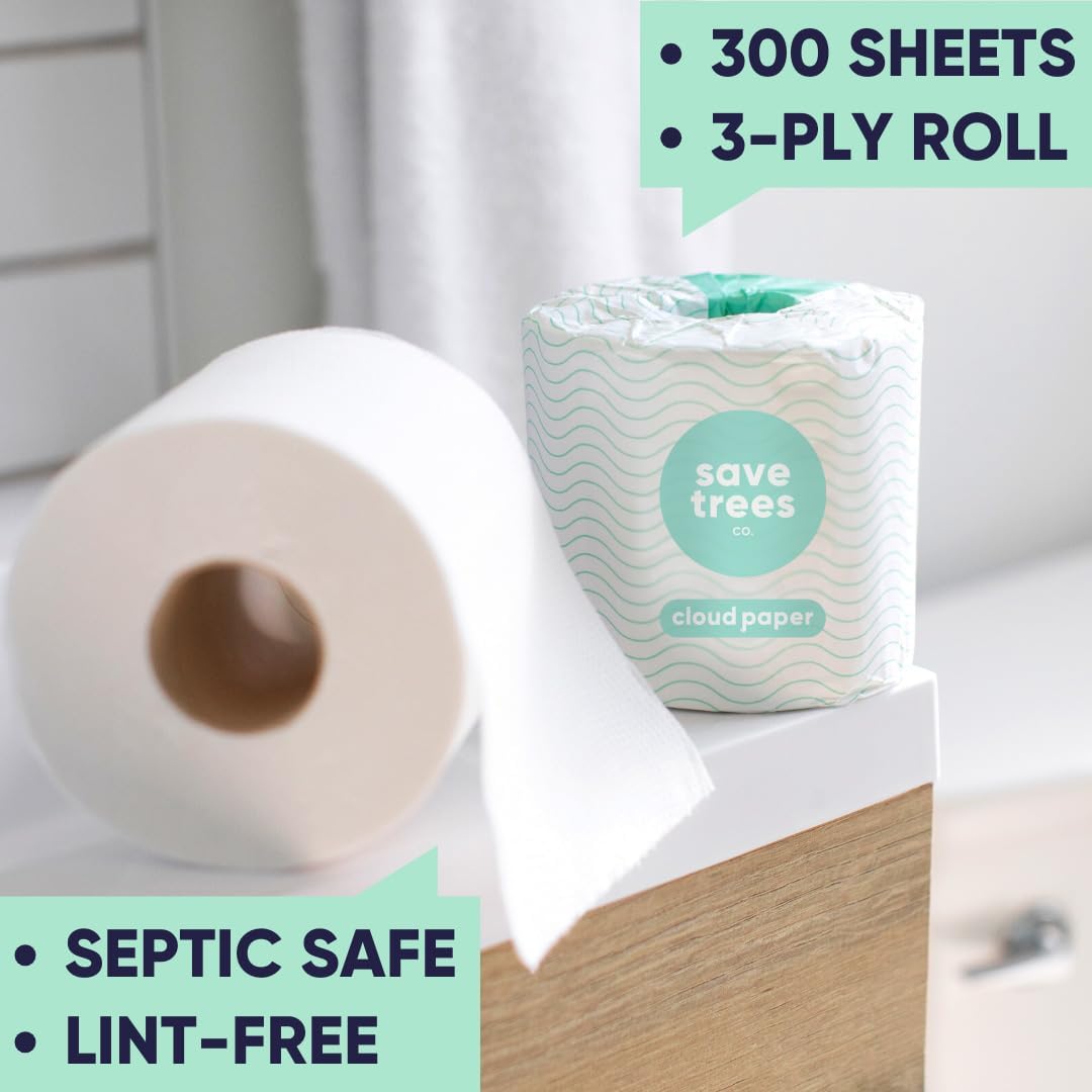 Toilet Paper, Environmentally-Friendly 3-ply, 300 Sheets Per Roll, PFAs Free, FSC Certified, Plastic & Chemical Free-Toppalletfly