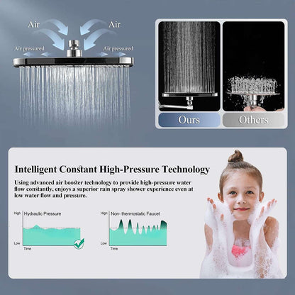 12 Inch Shower Head With With 3+1 Settings Handheld Spray, Including 3-Way Diverter, Extension Arm, Height/Angle Adjustable-Toppalletfly