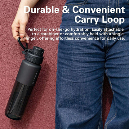 32Oz Frosted Clear Water Bottle, Bpa-Free Tritan Plastic Reusable Water Bottle with Fast-Flow Spout Lid, Wide Mouth Leakproof Sports Drinking Bottle for Gym, School, Office, Travel,Black