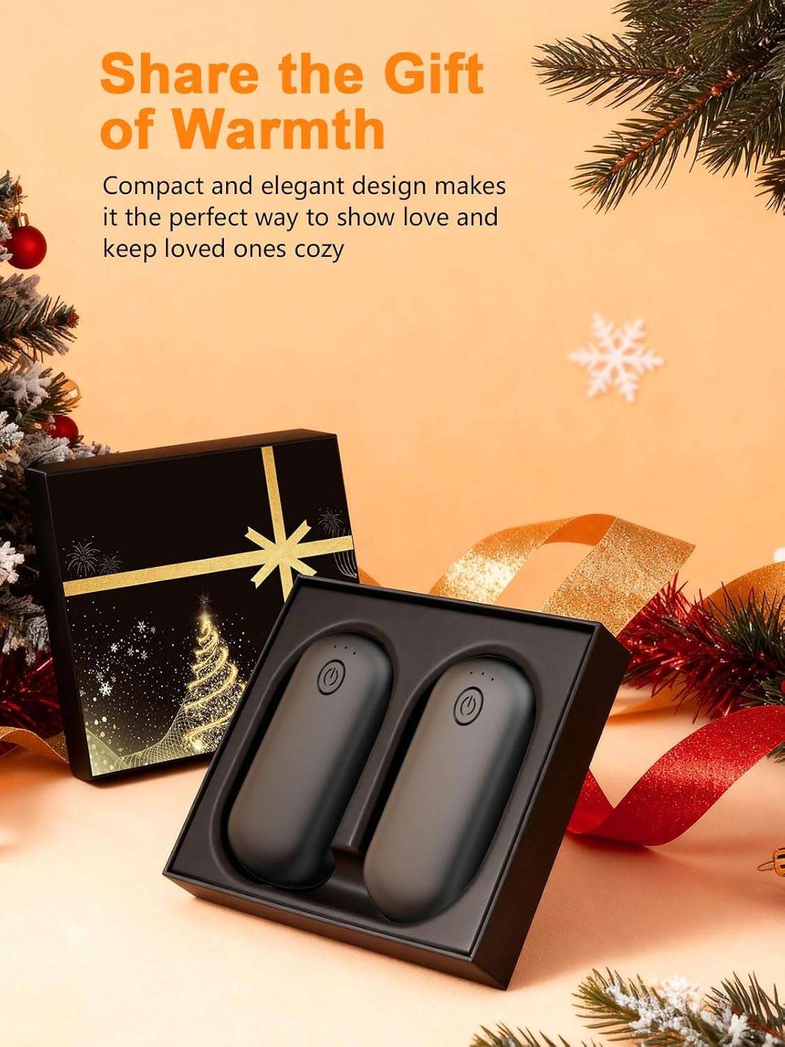 Pocket Size Hand Warmers Rechargeable 2 Pack, 6000Mah Electric Hand Warmers for 24H Safe Heat, 3 Settings Fast Heating Handwarmers up to 131℉ for Christmas, Outdoor, Golf, Hunting, Camping Accessories