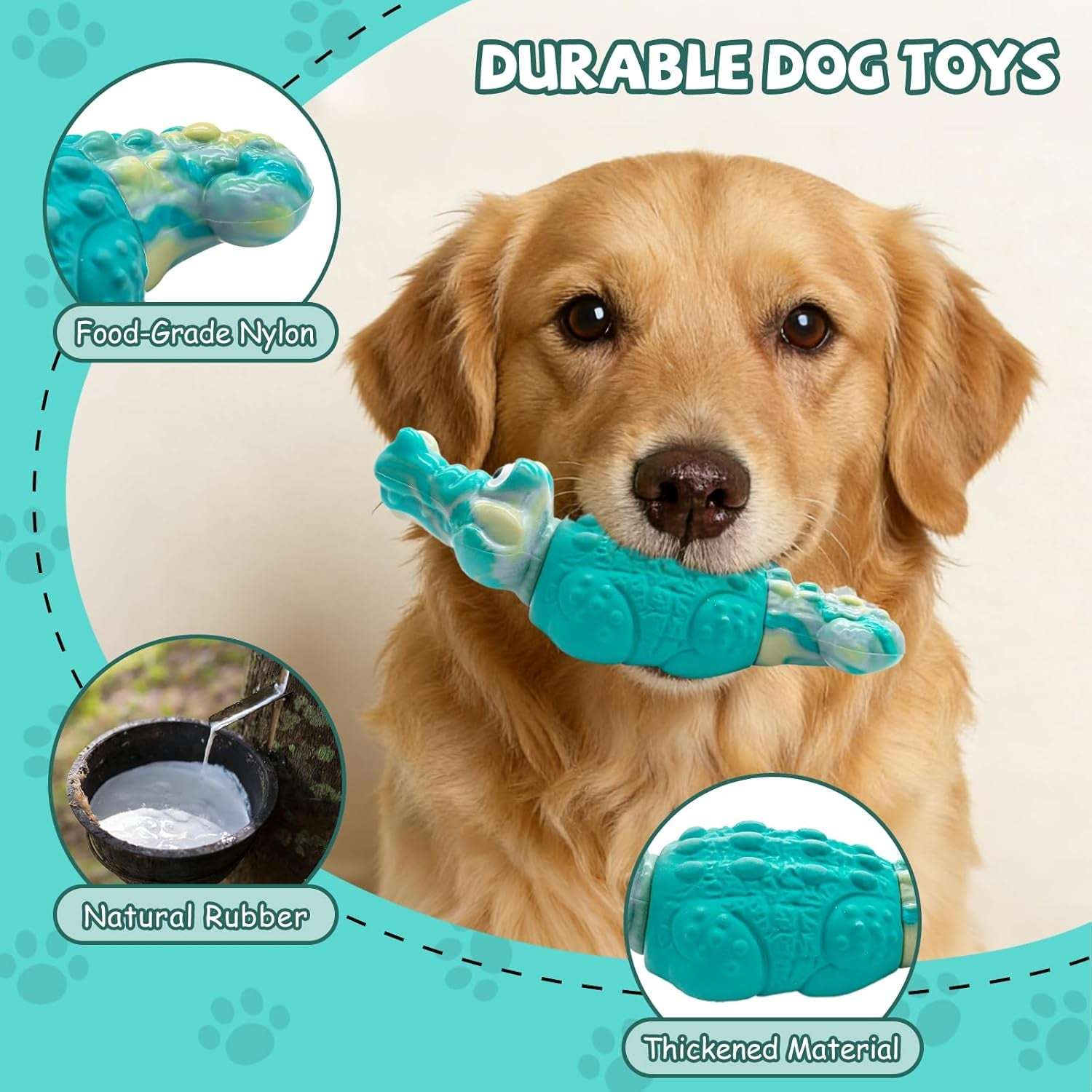 Tough Dog Toys for Large Dogs, Indestructible Dog Toy for Aggressive Chewers with Squeaky, Durable Chew Toys to Keep Them Busy for Medium and Large Breeds, Interactive Heavy Duty Bones