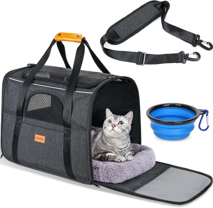 Portable Pet Bag - Folding Fabric Pet Carrier with Locking Safety Zippers, Airline Approved-Toppalletfly