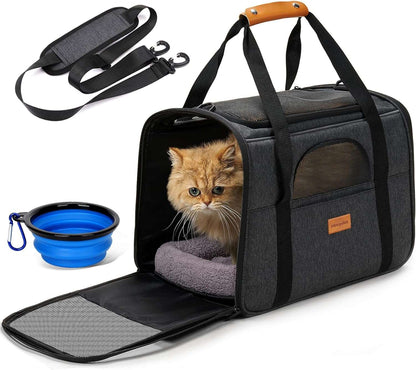 Portable Pet Bag - Folding Fabric Pet Carrier with Locking Safety Zippers, Airline Approved-Toppalletfly