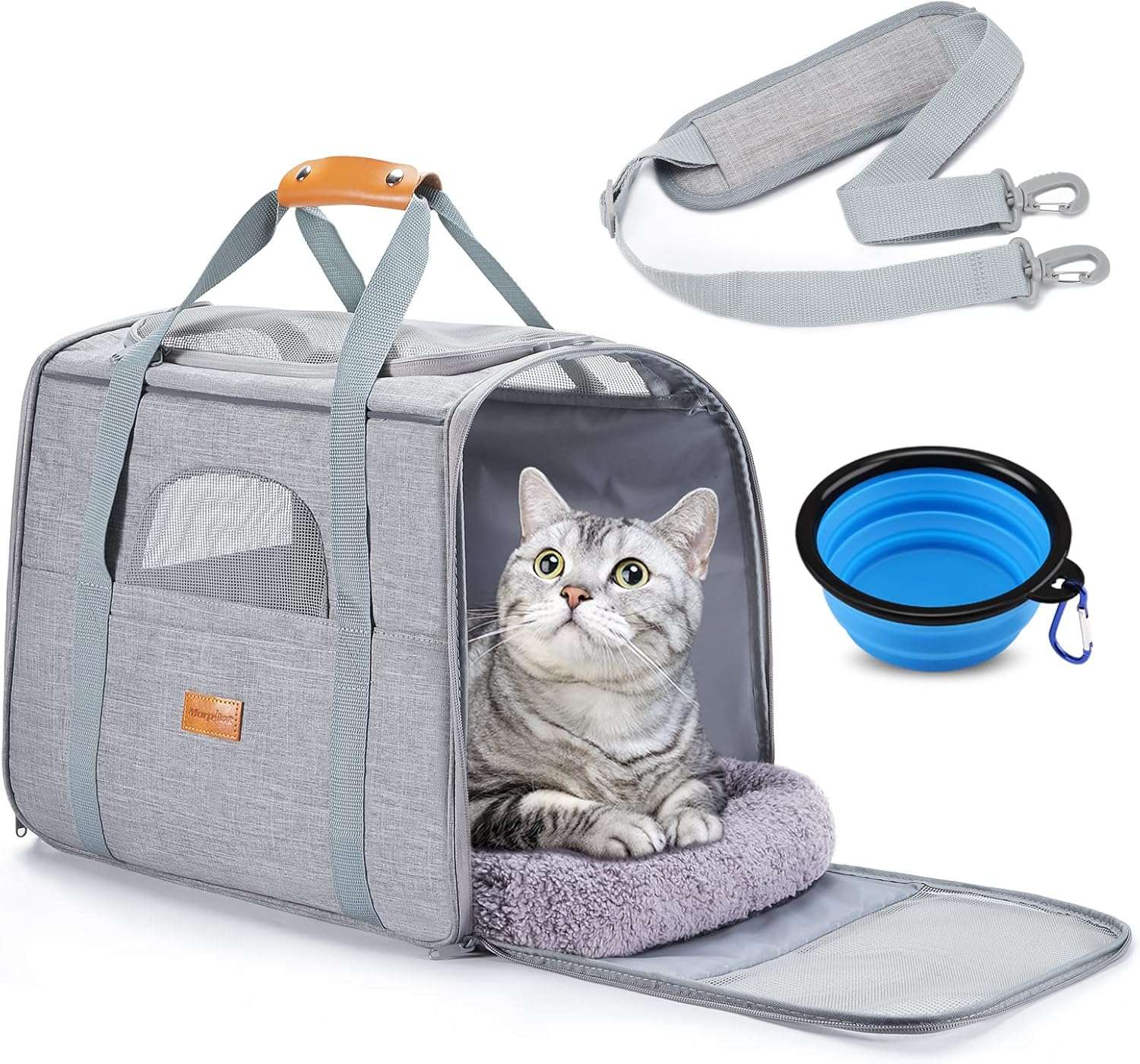 Portable Pet Bag - Folding Fabric Pet Carrier with Locking Safety Zippers, Airline Approved-Toppalletfly