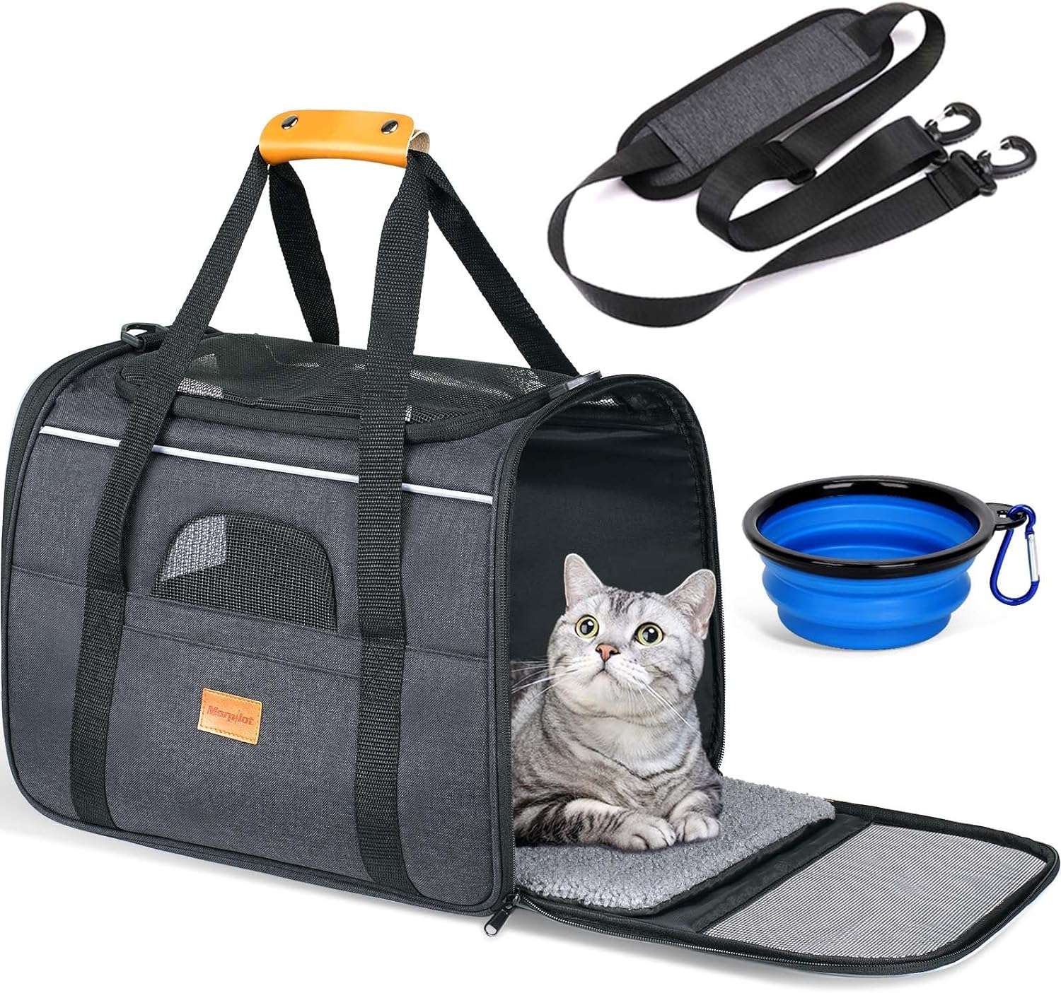 Portable Pet Bag - Folding Fabric Pet Carrier with Locking Safety Zippers, Airline Approved-Toppalletfly
