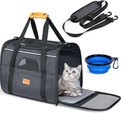 Portable Pet Bag - Folding Fabric Pet Carrier with Locking Safety Zippers, Airline Approved-Toppalletfly