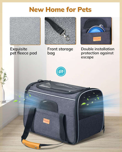 Portable Pet Bag - Folding Fabric Pet Carrier with Locking Safety Zippers, Airline Approved-Toppalletfly