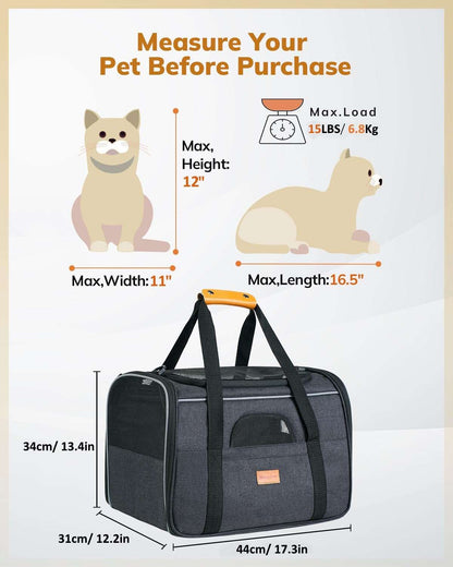 Portable Pet Bag - Folding Fabric Pet Carrier with Locking Safety Zippers, Airline Approved-Toppalletfly