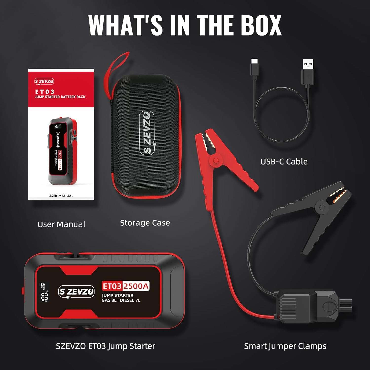 2500A Car Jump Starter with USB Ports, LCD Display, and LED Light-Toppalletfly