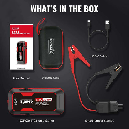 2500A Car Jump Starter with USB Ports, LCD Display, and LED Light-Toppalletfly