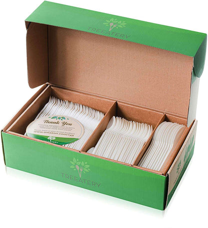 Compostable Cutlery Set - 380 Value Pack, 180 Forks, 100 Spoons, 100 Knives - Eco Friendly Utensils -BPI Certified Plant-Based Disposable-Toppalletfly