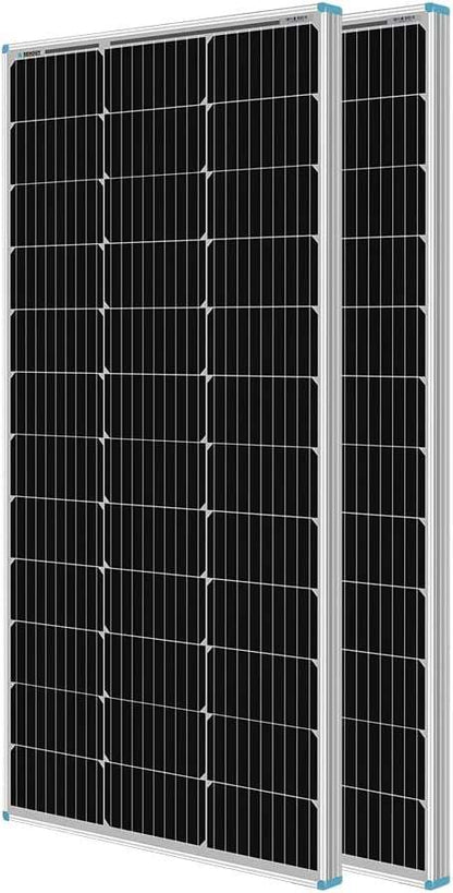 2PCS 100 Watt Solar Panels, 12 Volt Monocrystalline, High-Efficiency Module PV Power Charger for RV Battery Boat and Other Off-Grid Applications-Toppalletfly