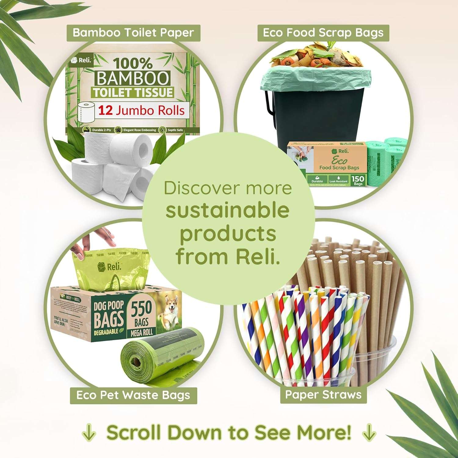 Bamboo Paper Towels (4 Pack, Jumbo) | Paper Towels Rolls 2 Ply | 125 Sheets/Roll, Full Size Sheets | Unbleached, Organic Rolls for Kitchen, Bathroom | 100% Bamboo