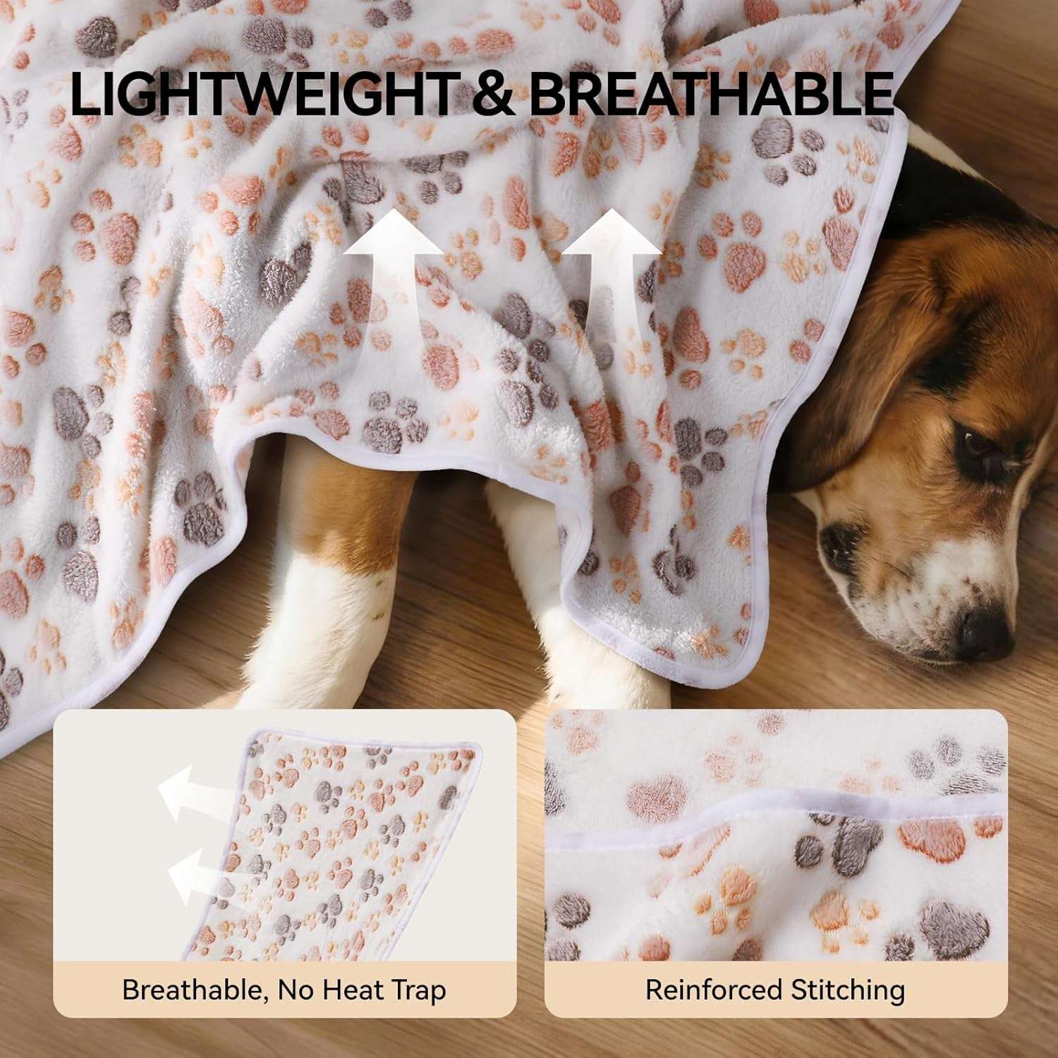 1 Pack 3 Blankets Super Soft Fluffy Premium Fleece Dog Blankets for Puppy Cat Pet Blanket Flannel Throw Warm Sleep Dog Paw 23X16 Inches