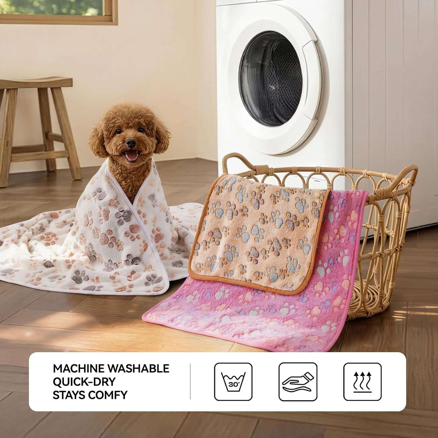 1 Pack 3 Blankets Super Soft Fluffy Premium Fleece Dog Blankets for Puppy Cat Pet Blanket Flannel Throw Warm Sleep Dog Paw 23X16 Inches
