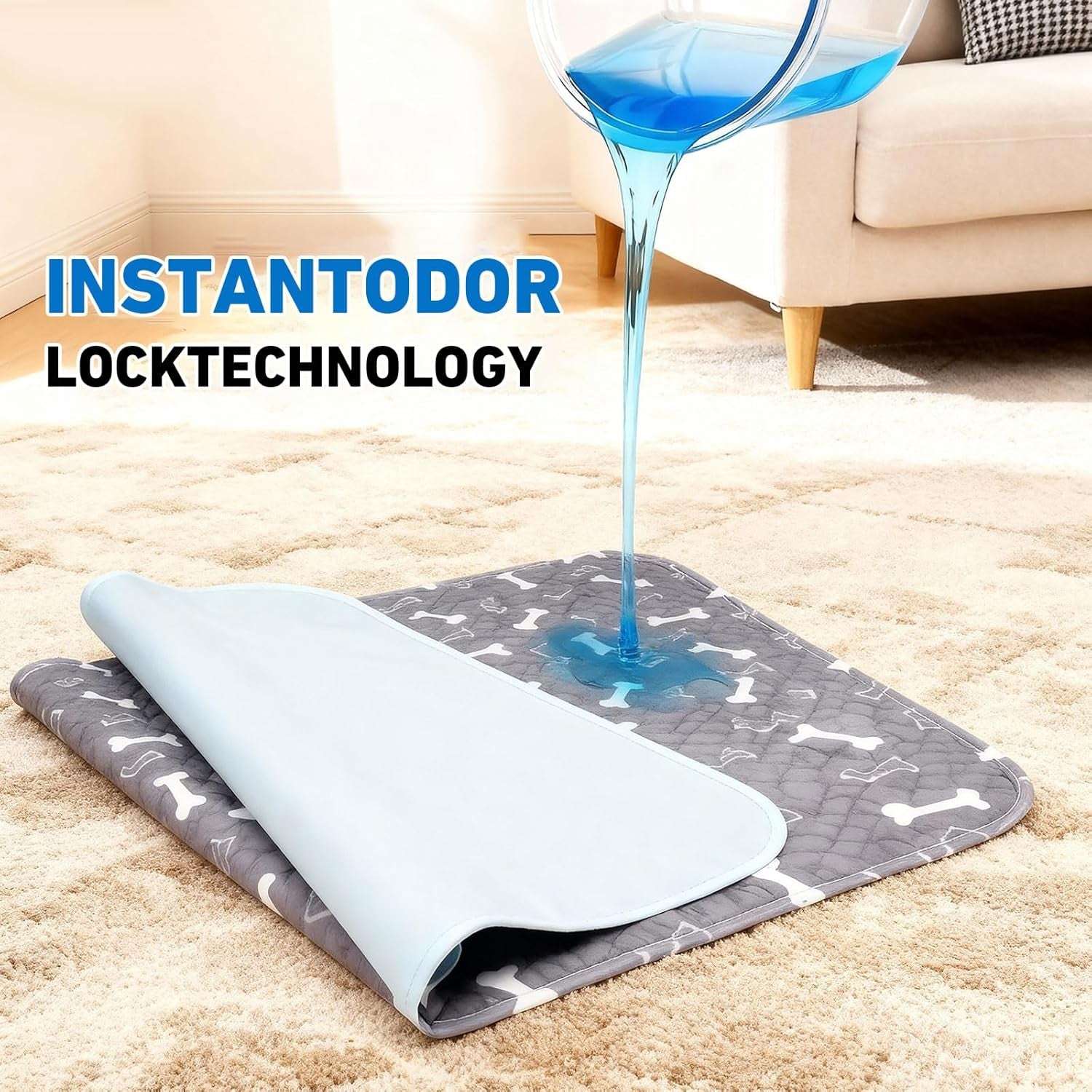 Puppy Pee Pads for Dogs,Washable Pee Pads for Dogs with Pheromones,Reusable Puppy Pads Washable for Dogs & Cats, Washable,Durable Leak-Proof & Anti-Slip Pet Training Pads for Home & Trave(M,Gray)