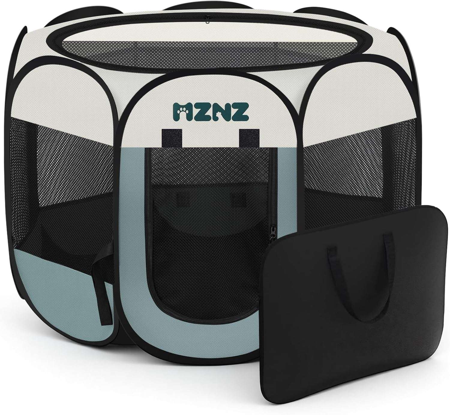 Dog Cat Playpen, Portable Puppy Pet Crate Indoor for Small Dogs Cats Rabbits, Foldable Dog Cage Enclosure for Outdoor, Pop up Dogs Tent Kennel with Carrying Case, Grey