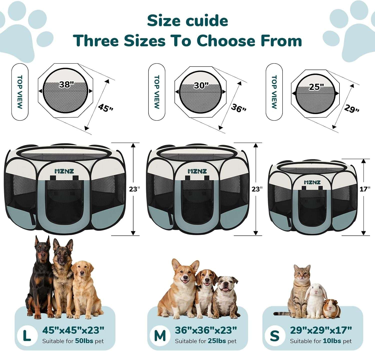 Dog Cat Playpen, Portable Puppy Pet Crate Indoor for Small Dogs Cats Rabbits, Foldable Dog Cage Enclosure for Outdoor, Pop up Dogs Tent Kennel with Carrying Case, Grey