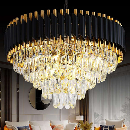 Modern Crystal Chandeliers 5 Tier, Round Crystal Chandeliers Light Fixture 12 Lights-Toppalletfly