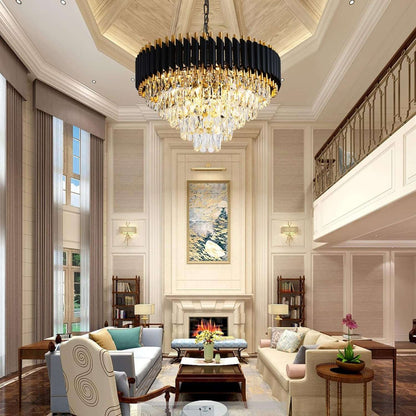 Modern Crystal Chandeliers 5 Tier, Round Crystal Chandeliers Light Fixture 12 Lights-Toppalletfly