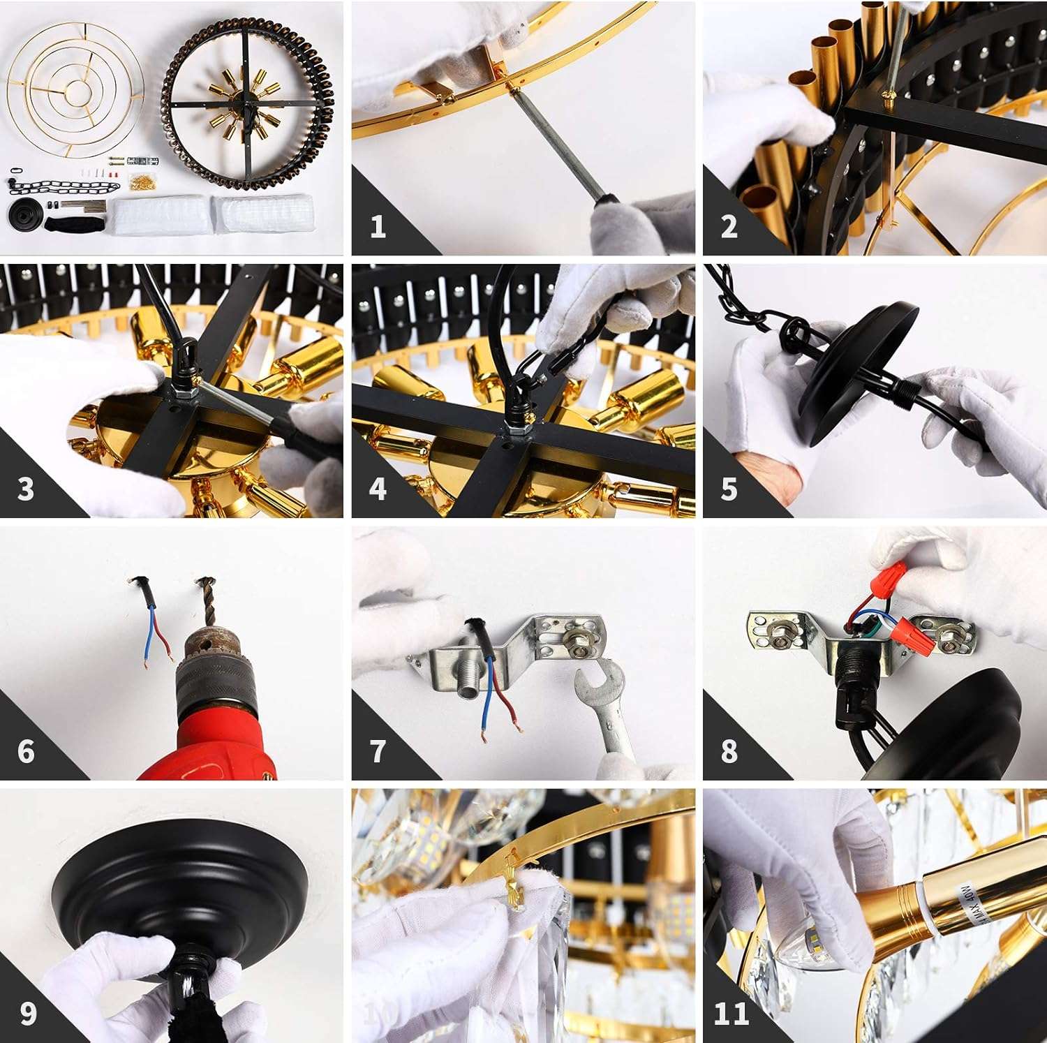 Modern Crystal Chandeliers 5 Tier, Round Crystal Chandeliers Light Fixture 12 Lights-Toppalletfly