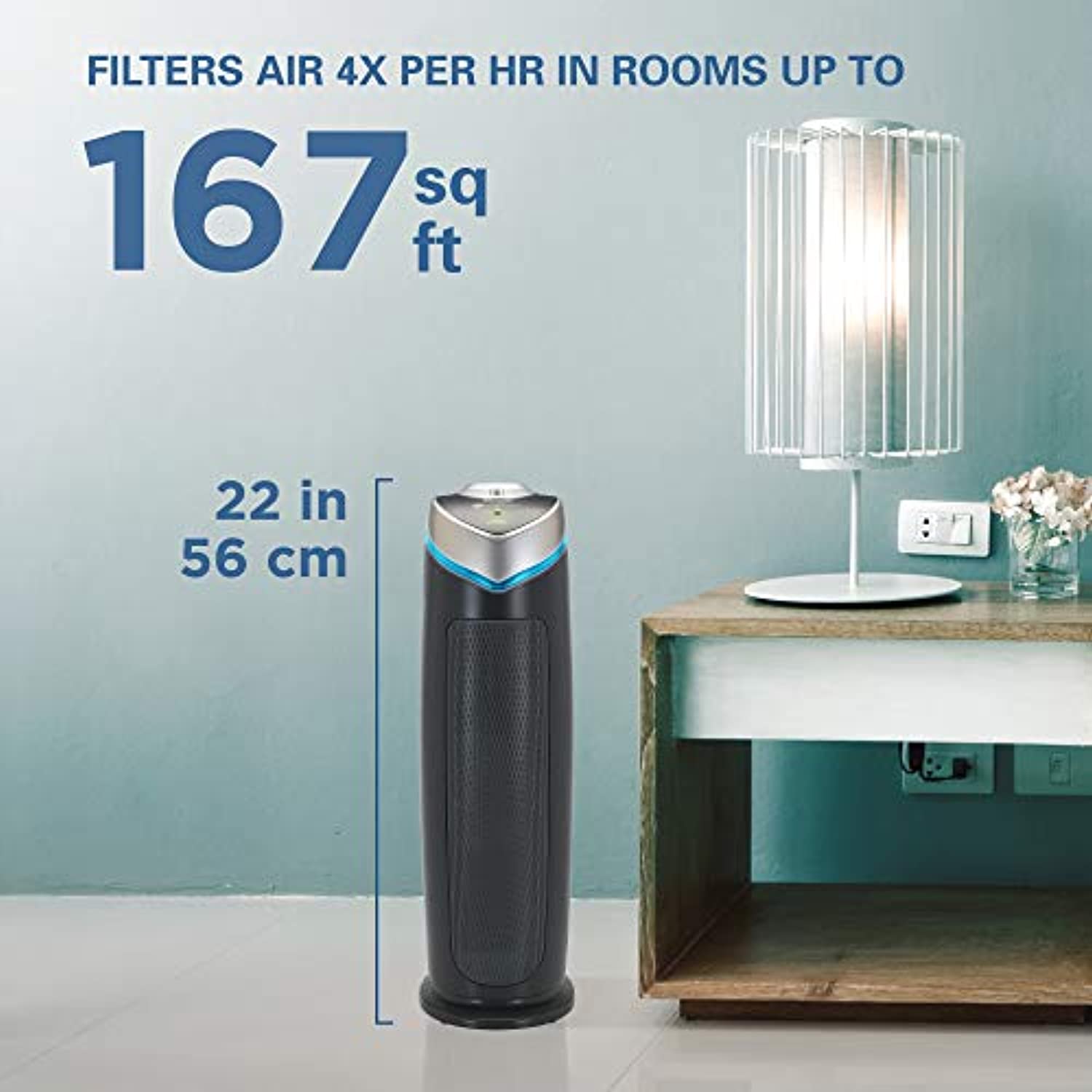 True HEPA Filter Air Purifier with UV Light Sanitizer, Eliminates Germs, Filters Allergies, Pollen, Smoke, Dust, Quiet 22 inch 4-in-1 Air Purifier-Toppalletfly