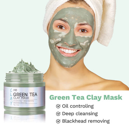 Turmeric Clay Mask, Green Tea and Dead Sea Minerals, Spa Facial Mask Set 2.5 oz each-Toppalletfly