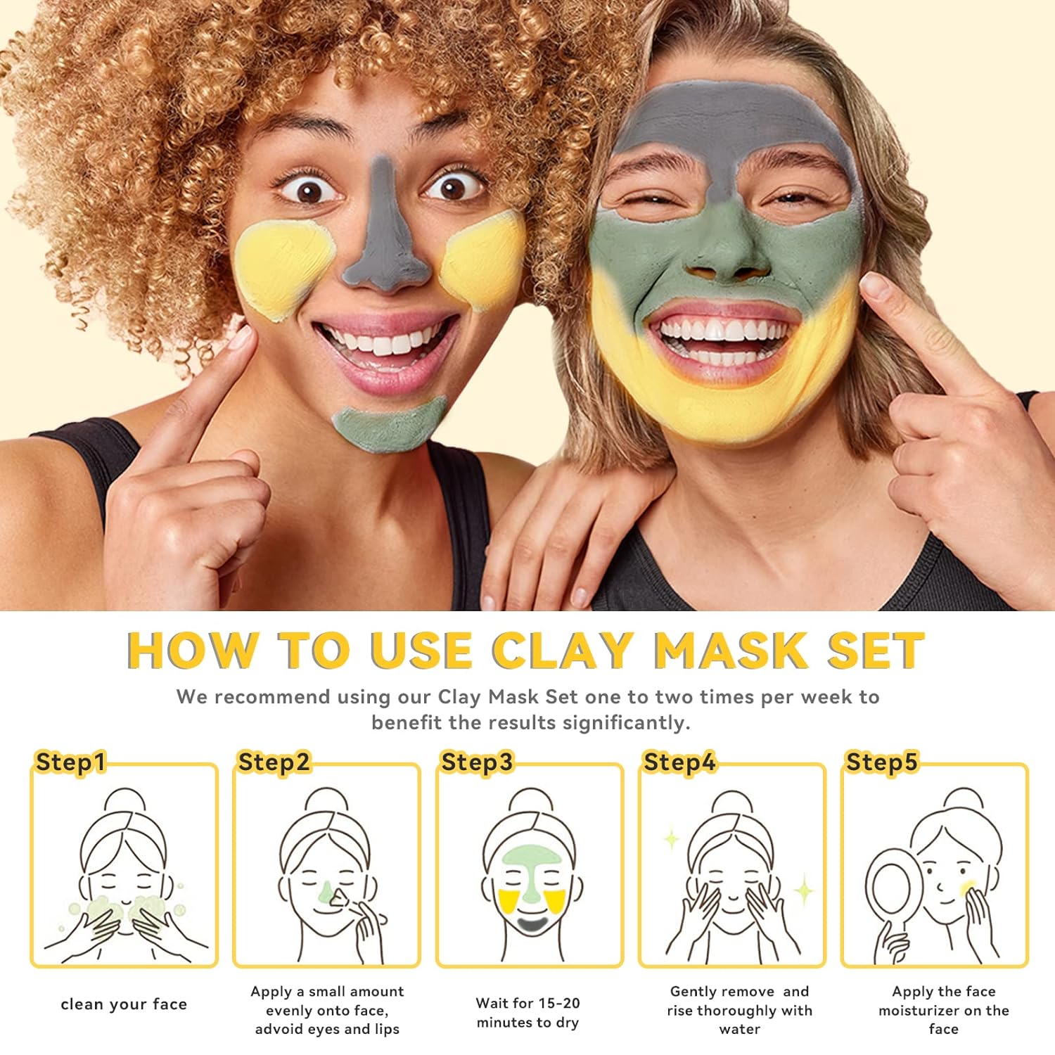 Turmeric Clay Mask, Green Tea and Dead Sea Minerals, Spa Facial Mask Set 2.5 oz each-Toppalletfly