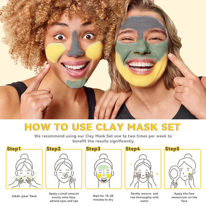 Turmeric Clay Mask, Green Tea and Dead Sea Minerals, Spa Facial Mask Set 2.5 oz each-Toppalletfly