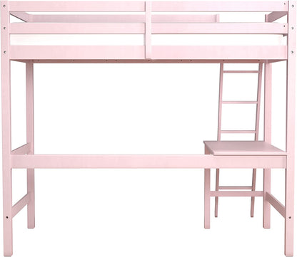 Twin Loft Bed, Built-in Desk and Open Space Perfect for Storage or a Play Area-Toppalletfly