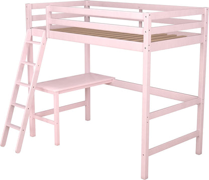 Twin Loft Bed, Built-in Desk and Open Space Perfect for Storage or a Play Area-Toppalletfly