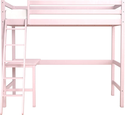 Twin Loft Bed, Built-in Desk and Open Space Perfect for Storage or a Play Area-Toppalletfly