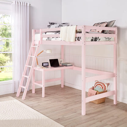 Twin Loft Bed, Built-in Desk and Open Space Perfect for Storage or a Play Area-Toppalletfly