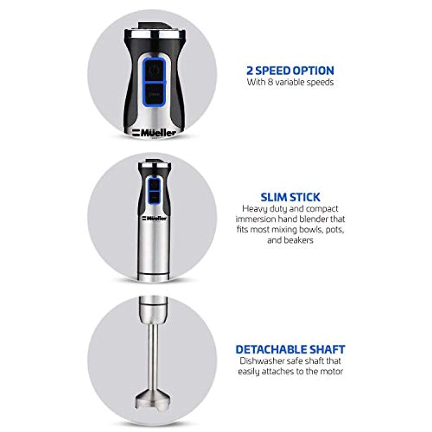 Ultra-Stick 500 Watt 9-Speed Immersion Multi-Purpose Hand Blender Heavy Duty Copper Motor Brushed 304 Stainless Steel With Whisk, Milk Frother-Toppalletfly
