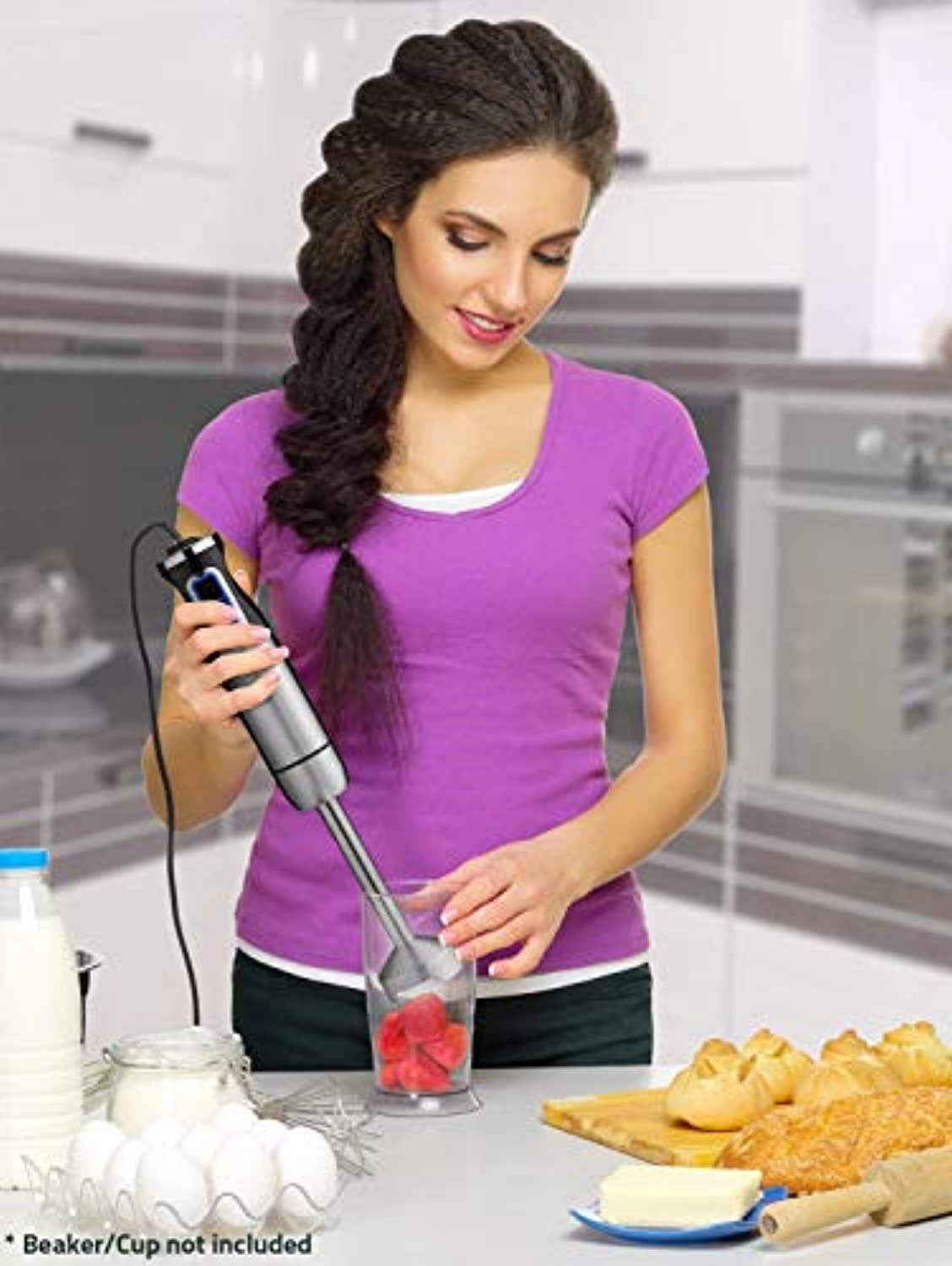 Ultra-Stick 500 Watt 9-Speed Immersion Multi-Purpose Hand Blender Heavy Duty Copper Motor Brushed 304 Stainless Steel With Whisk, Milk Frother-Toppalletfly
