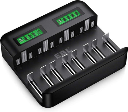 Universal Battery Charger - AA AAA C D Battery Charger for Rechargeable Batteries Ni-MH with 2A USB Port, Type C Input, Fast Charger-Toppalletfly