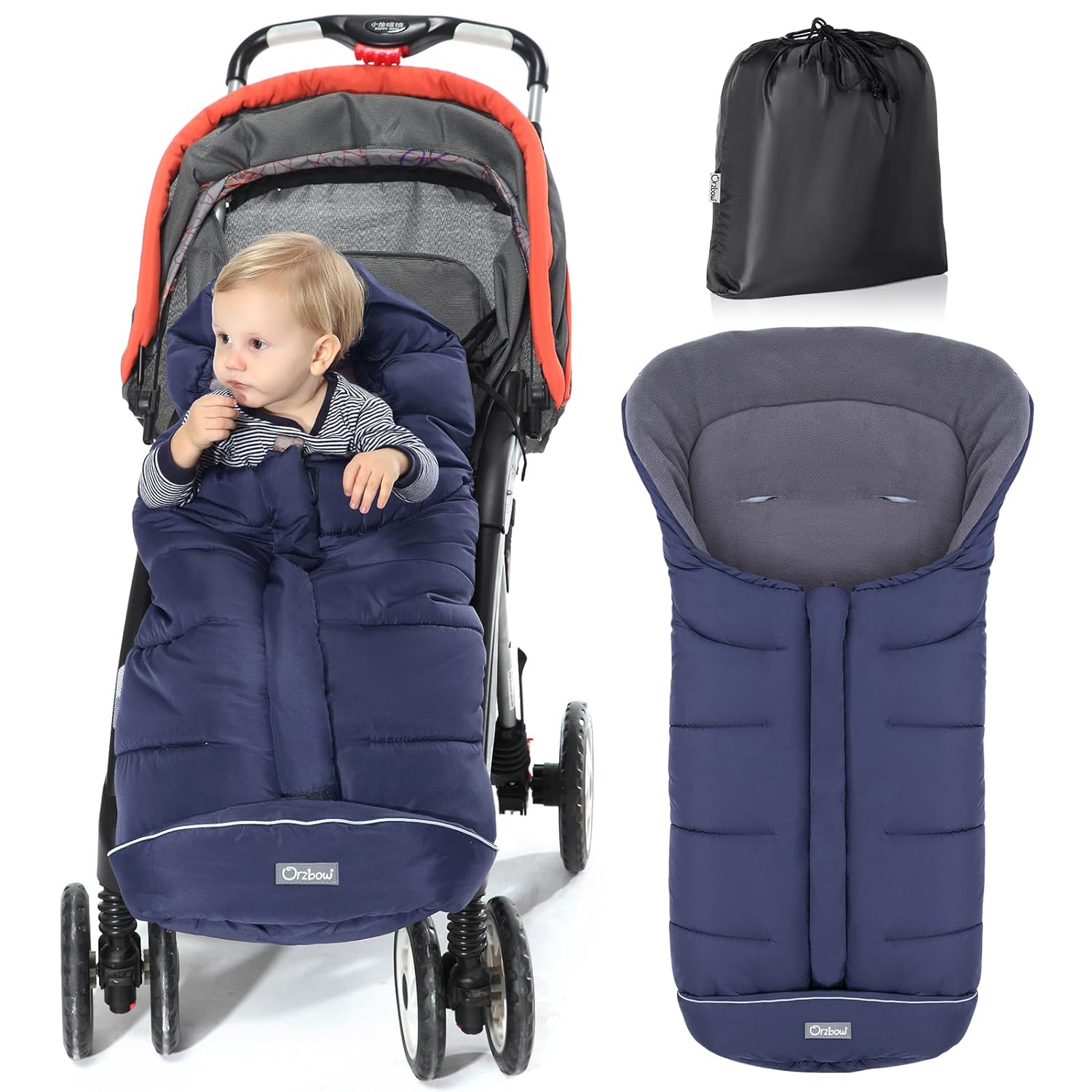 Universal Footmuff for Stroller, Winter Warm Baby Stroller Bunting Bag, Waterproof Windproof Warm Coral Fleece Lined Sleeping Bag-Toppalletfly