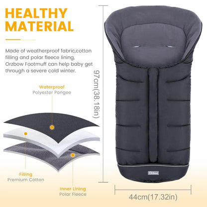 Universal Footmuff for Stroller, Winter Warm Baby Stroller Bunting Bag, Waterproof Windproof Warm Coral Fleece Lined Sleeping Bag-Toppalletfly