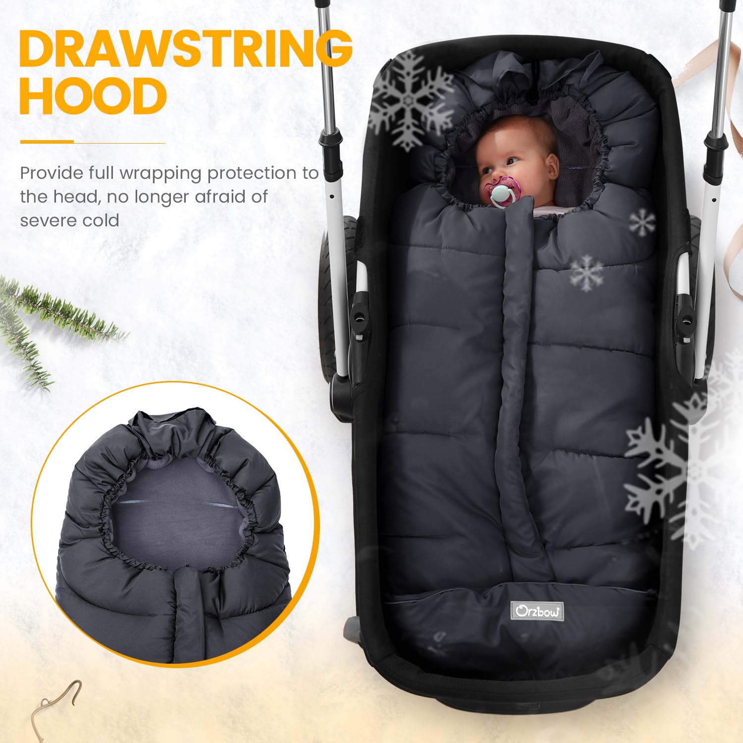 Universal Footmuff for Stroller, Winter Warm Baby Stroller Bunting Bag, Waterproof Windproof Warm Coral Fleece Lined Sleeping Bag-Toppalletfly