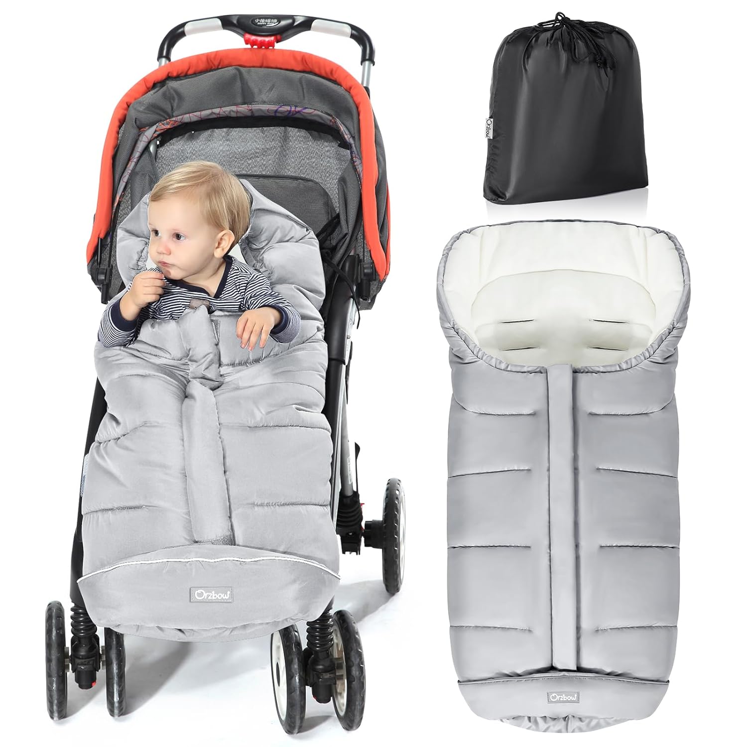 Universal Footmuff for Stroller, Winter Warm Baby Stroller Bunting Bag, Waterproof Windproof Warm Coral Fleece Lined Sleeping Bag-Toppalletfly