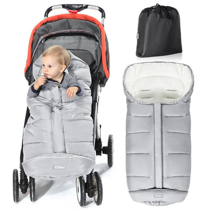 Universal Footmuff for Stroller, Winter Warm Baby Stroller Bunting Bag, Waterproof Windproof Warm Coral Fleece Lined Sleeping Bag-Toppalletfly