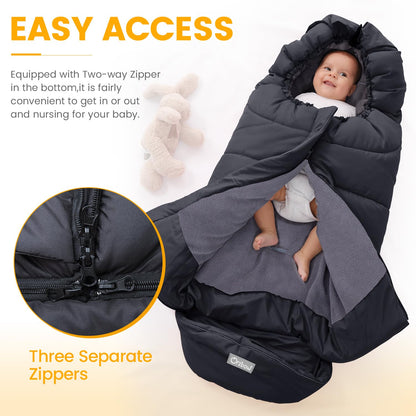 Universal Footmuff for Stroller, Winter Warm Baby Stroller Bunting Bag, Waterproof Windproof Warm Coral Fleece Lined Sleeping Bag-Toppalletfly