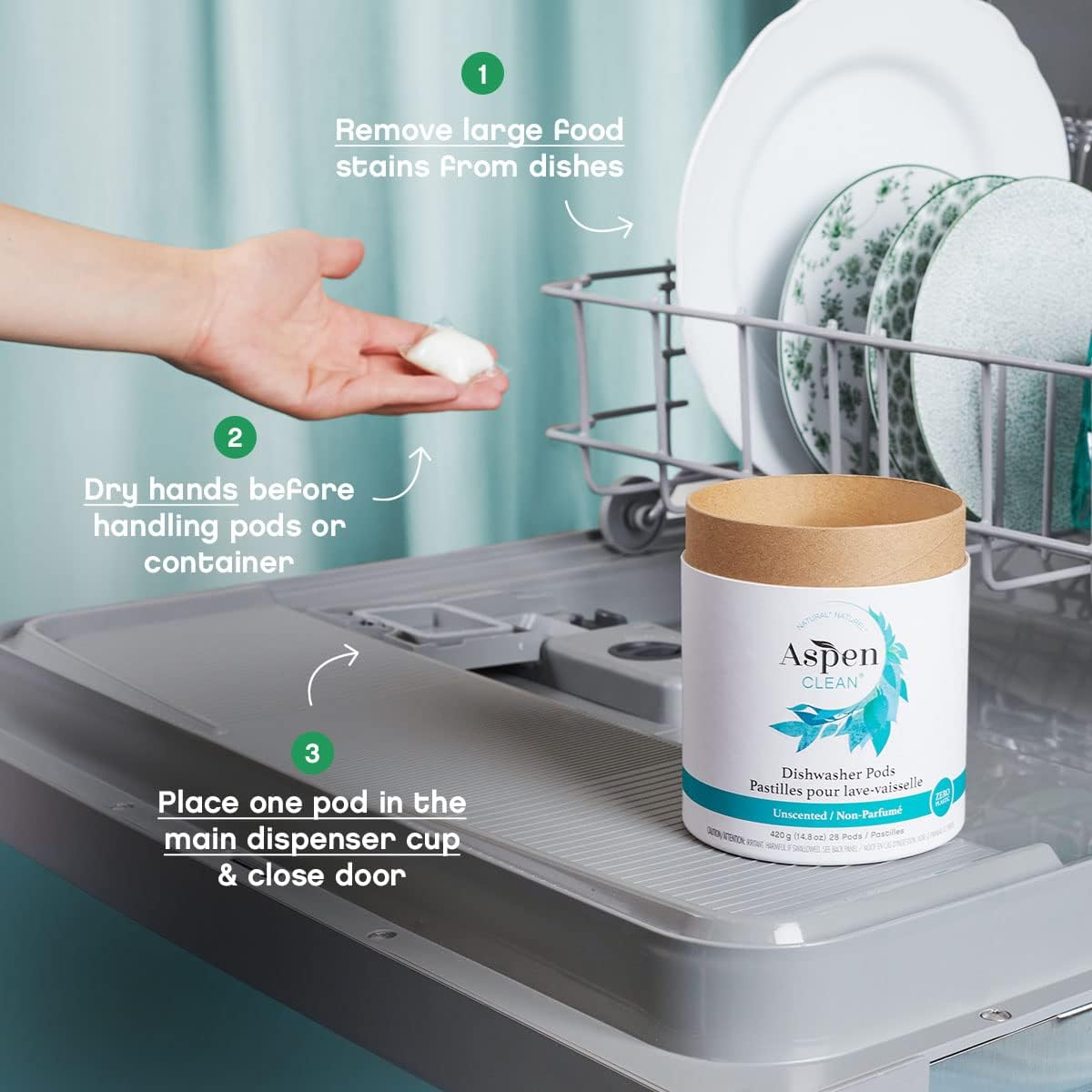 Unscented Dishwasher Pods, New and Improved Packaging, Zero Plastic, Vegan, Eco-Friendly, Natural Dishwasher Detergent-Toppalletfly