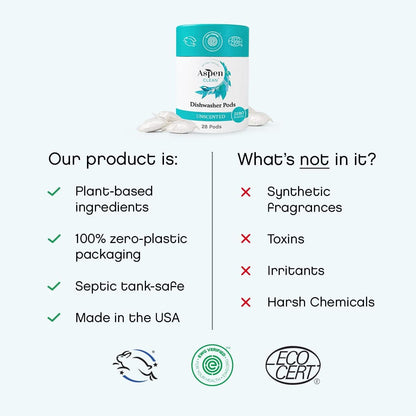 Unscented Dishwasher Pods, New and Improved Packaging, Zero Plastic, Vegan, Eco-Friendly, Natural Dishwasher Detergent-Toppalletfly