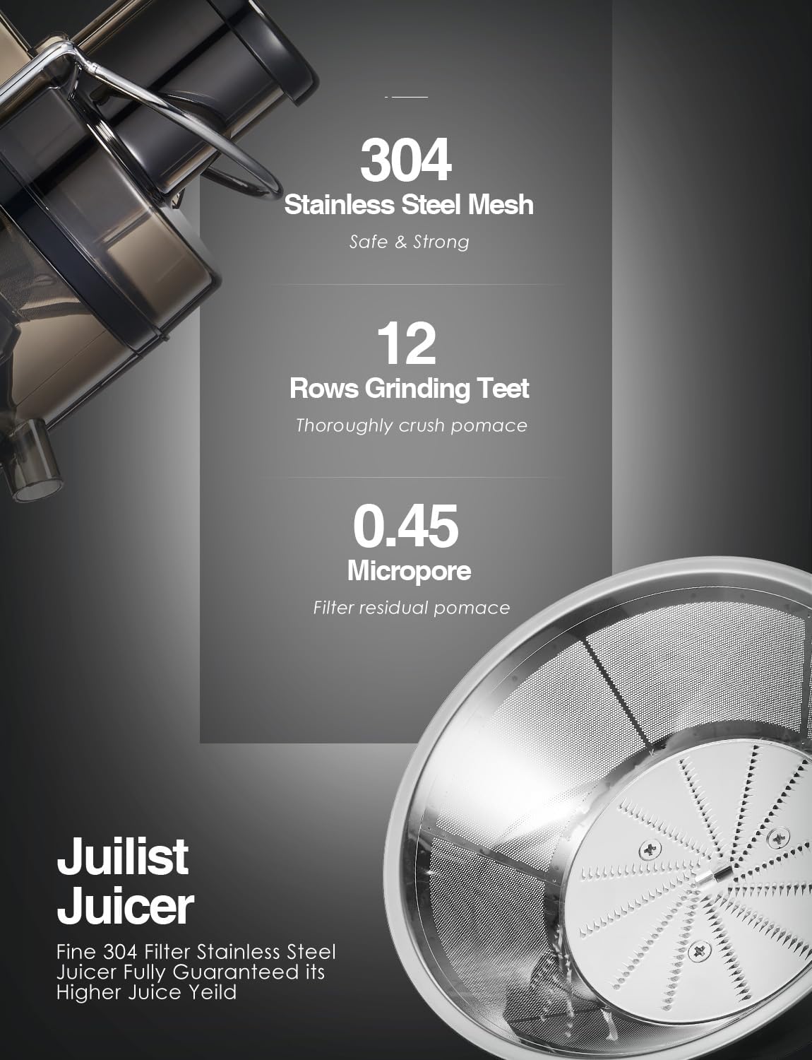 Wide Mouth Juicer Extractor, for Vegetable and Fruit with 3-Speed Setting, 400W Motor, Easy to Clean-Toppalletfly