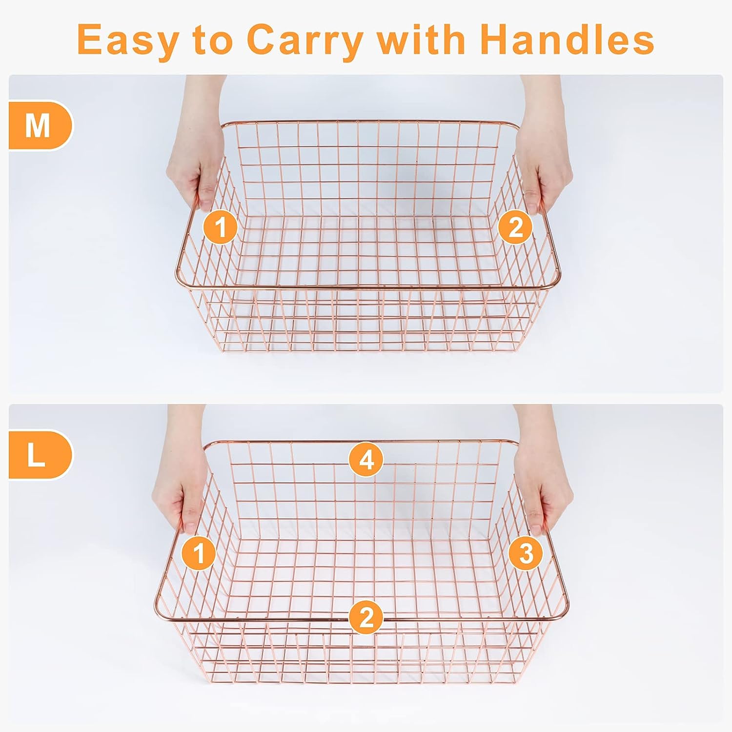 Wire Storage Baskets 4 Pack Large Metal Wire Baskets Pantry Organization and Storage with Handles for Freezer Organizer Pantry Kitchen Laundry-Toppalletfly