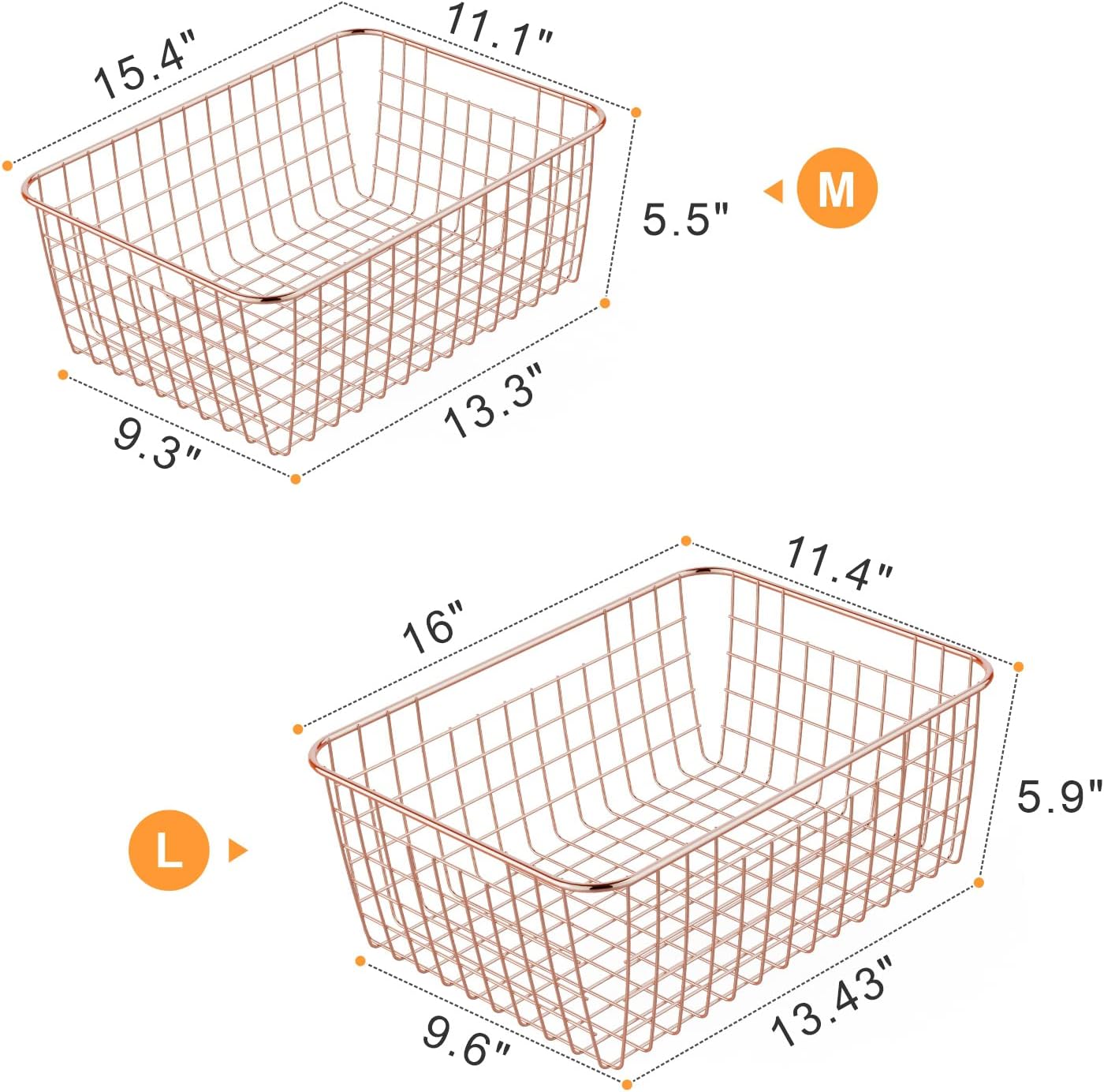 Wire Storage Baskets 4 Pack Large Metal Wire Baskets Pantry Organization and Storage with Handles for Freezer Organizer Pantry Kitchen Laundry-Toppalletfly