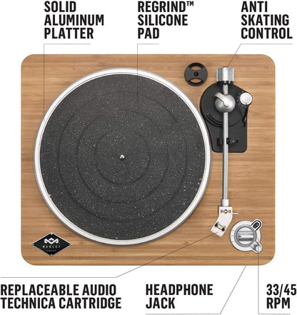 Wireless Turntable - Sustainable Materials, Vinyl Record Player with Wireless Bluetooth Connectivity, 2 Speed Belt, Built-in Pre-Amp-Toppalletfly