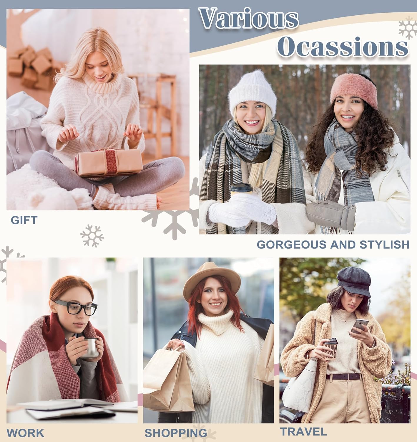 Women's Long Plaid Blanket Chunky Oversized Winter Fall Warm Scarf-Toppalletfly