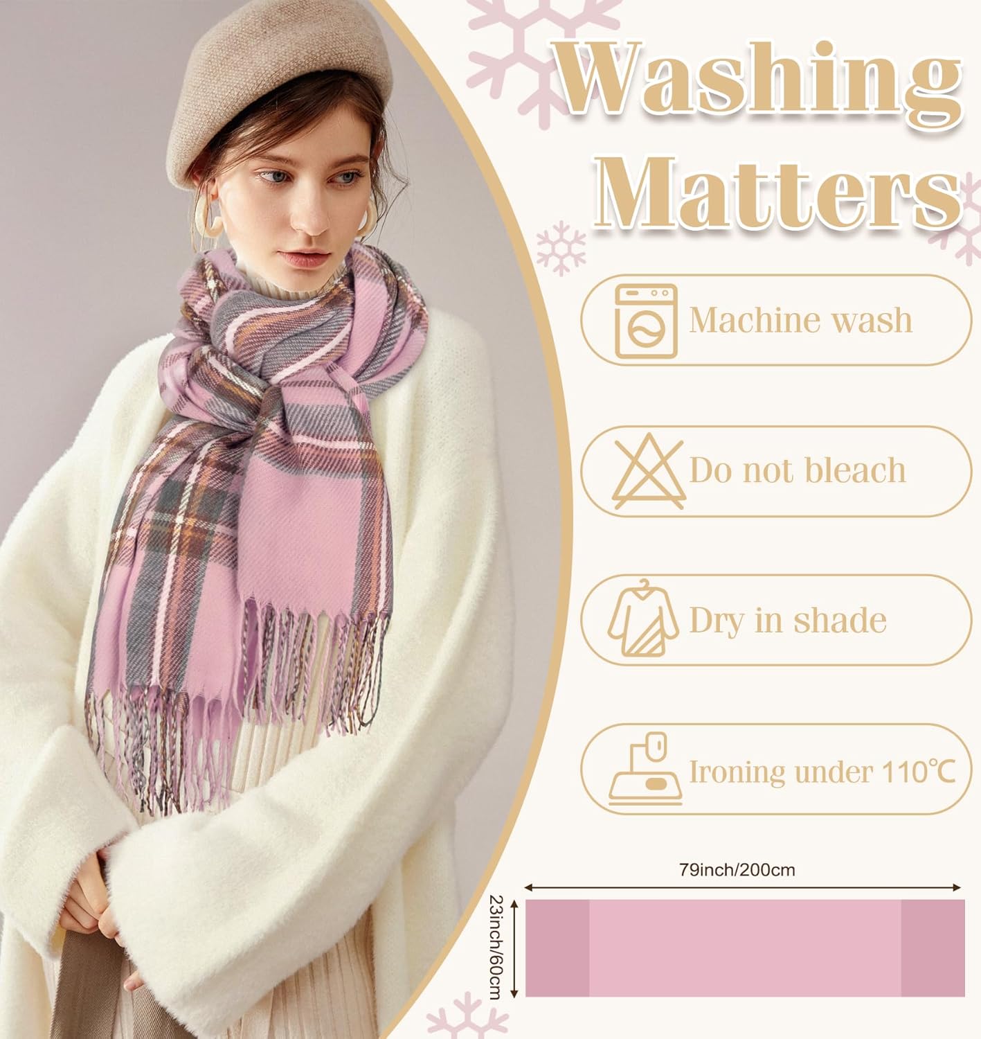 Women's Long Plaid Blanket Chunky Oversized Winter Fall Warm Scarf-Toppalletfly